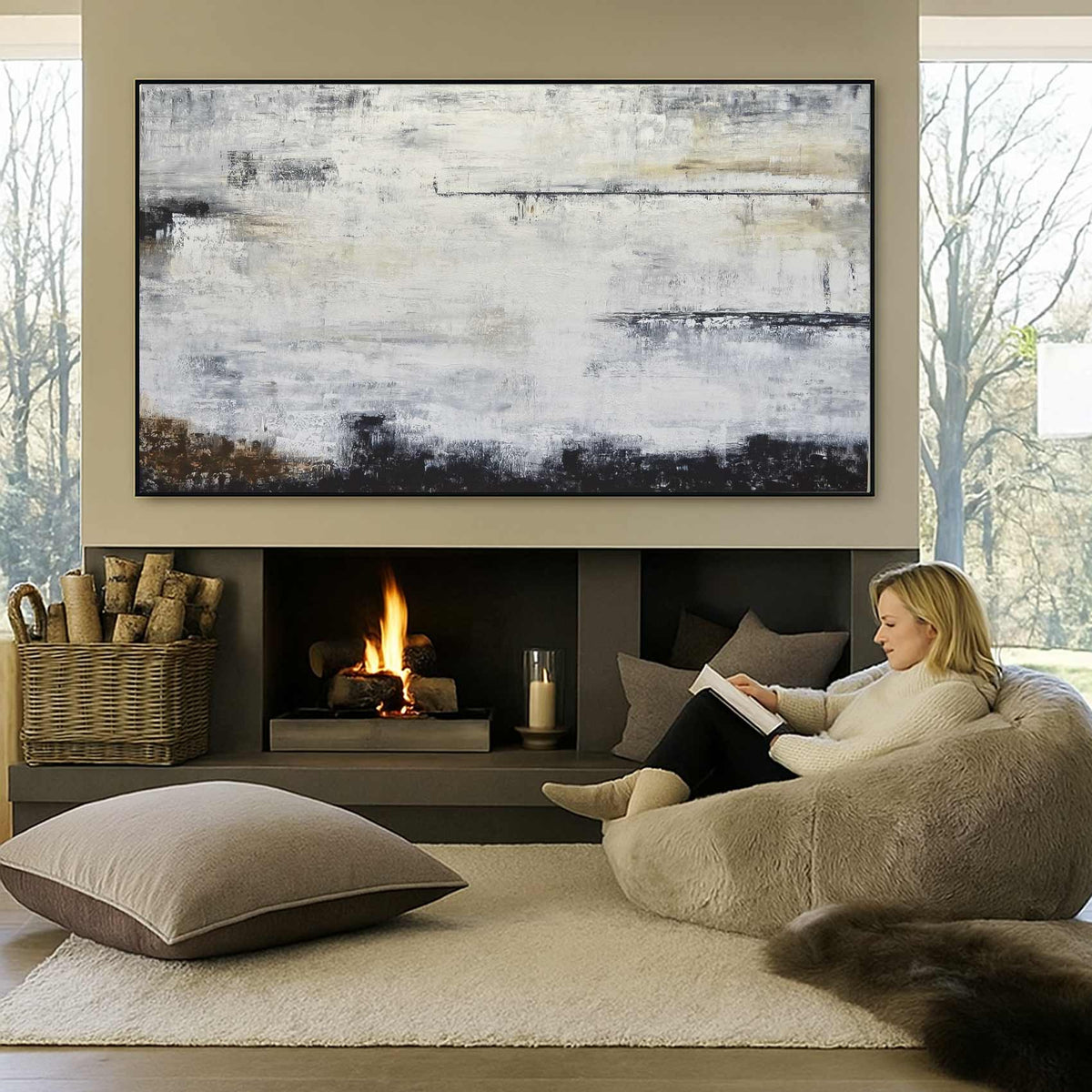 Contemporary Original Panorama Abstract Artwork For Dining Room