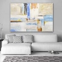 large original Textured Abstract Expressionist Blocks Art Geometric over couch