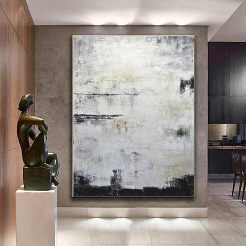 huge painting abstract gray white