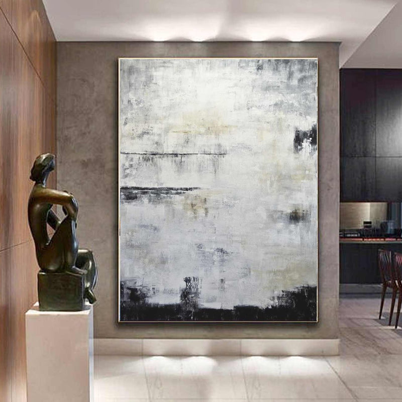huge painting abstract gray white