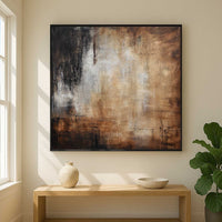 framed Warm Brown Abstract Wall Art For Modern Interior By American Artist