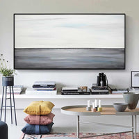 Wide Landscape Painting Original Gray Abstract Art Panoramic