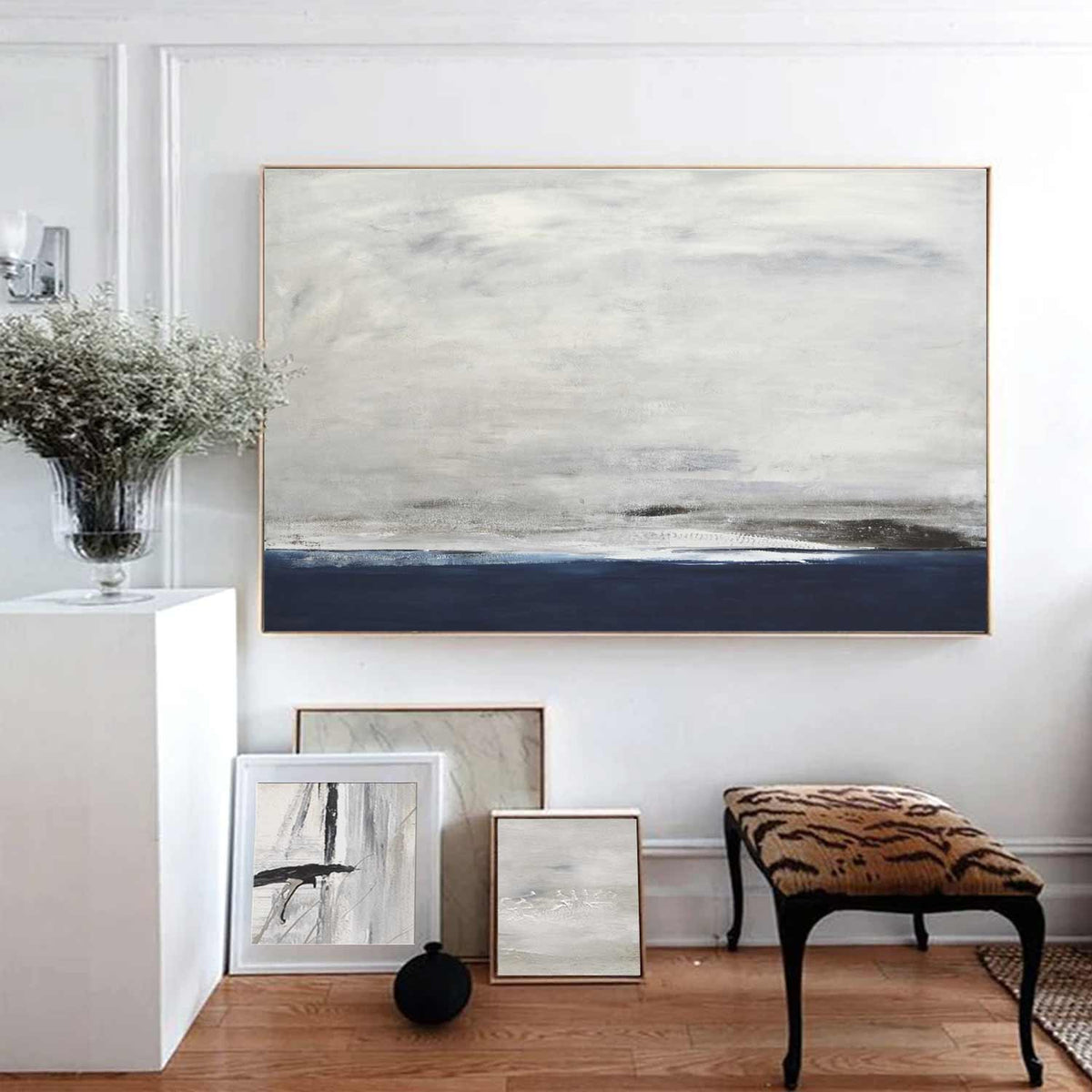 Landscape Horizontal Blue Brown Minimalist Painting wall art
