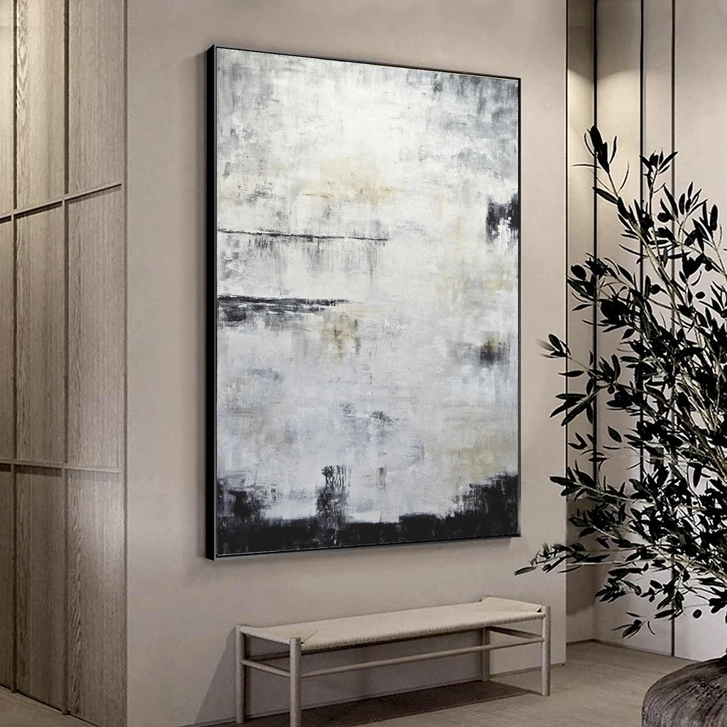 huge painting abstract gray white