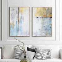Set of Two framed contemporary Abstract Diptych Paintings For Living Room