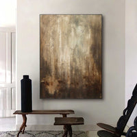 wabi sabi hallway Calming Artwork Brown Vertical Brown Painting
