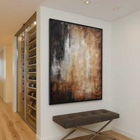 Dark Brown Wall Art On Canvas Framed Abstract for wine cellar