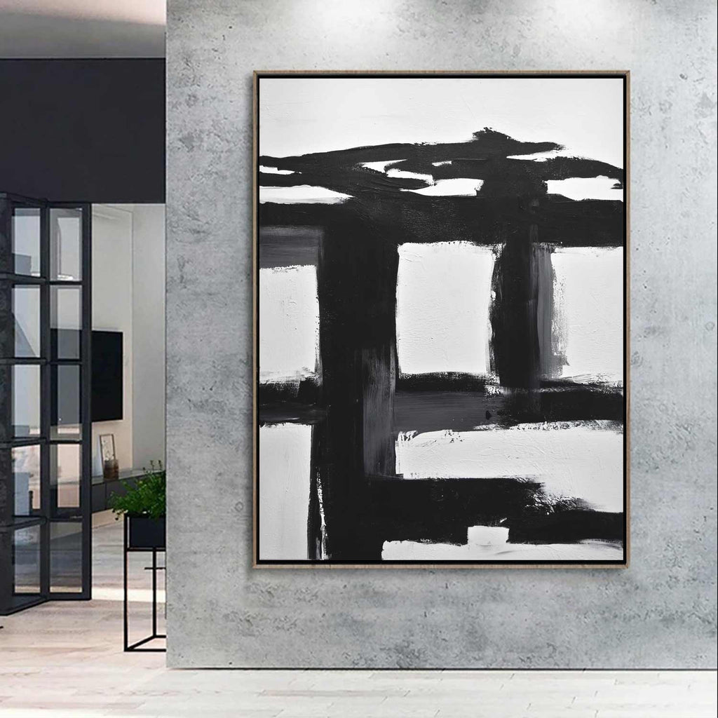 black white large painting modernist