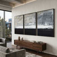 living room Triptych Framed Art for Large Walls Black White Hand Painted
