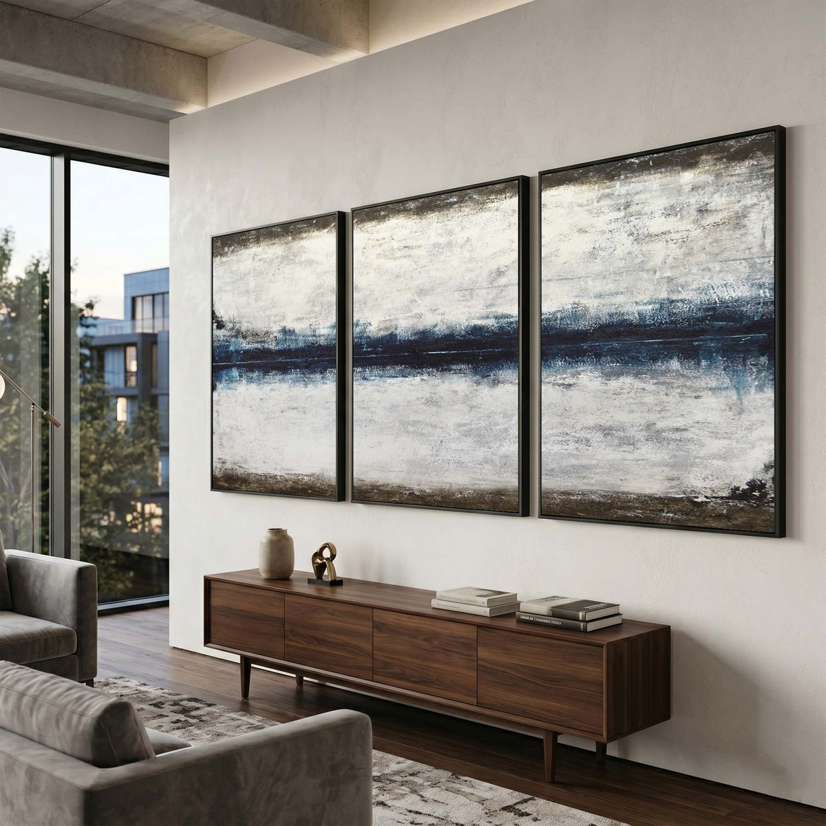 Original Interior Design 3 Panel Abstract Paintings For living room