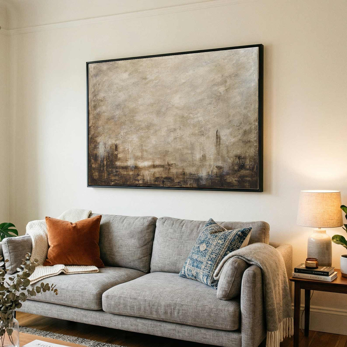 Minimal Earth Tones Neutral Colors Abstract Painting couch