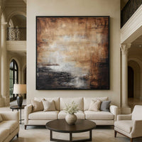 interior designer Landscape Painting Brown Artwork Square Canvas By American Artist