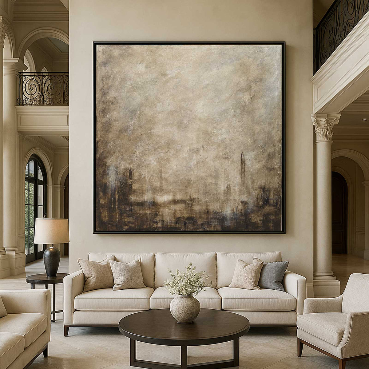 art for large house Calming Painting Interior Design Brown Easy Abstract 