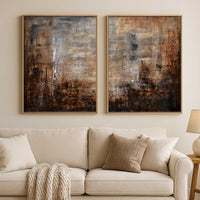 art above couch Diptych Paintings For Large Walls Textured Brown Art Wabi Sabi