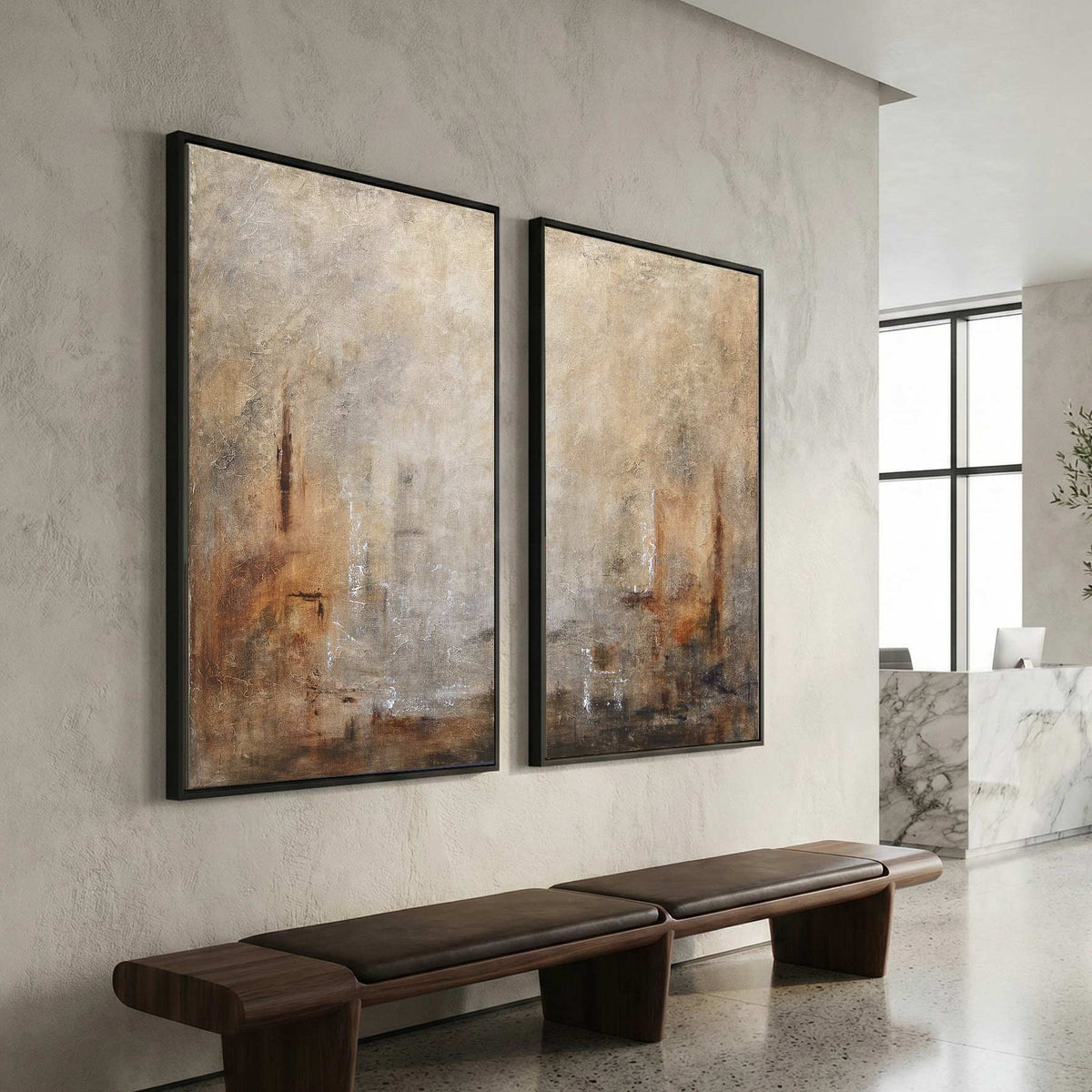 2 Panel Large Art For Office Original Diptych