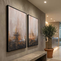 Set Of 2 Paintings Hand Painted Artwork lobby Wabi Sabi Original Diptych