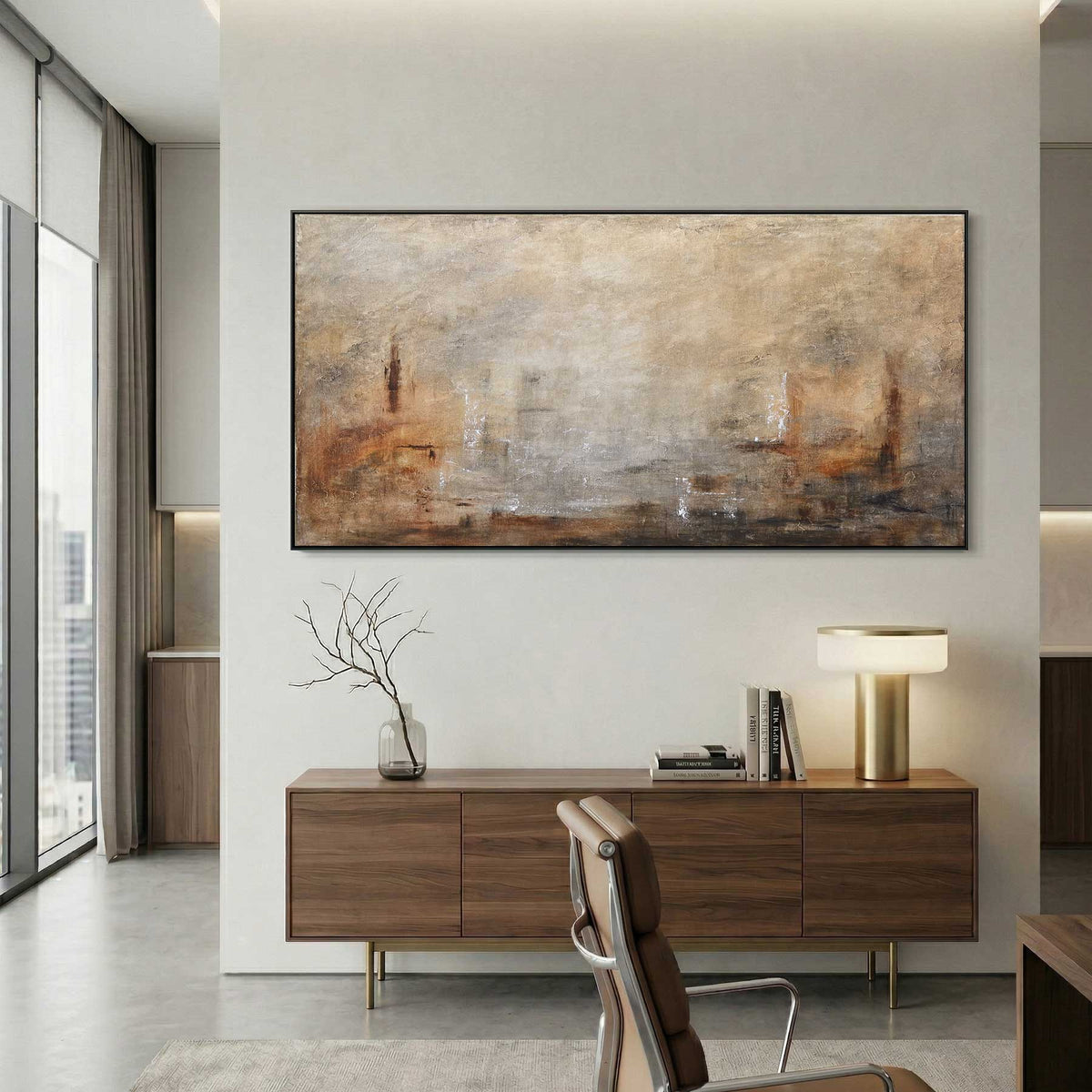 office art Earth Tone Peaceful Painting For Big Walls Neutrals Abstract Decor