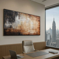 office art Contemporary Brown Artwork Calming Painting Large Framed Art