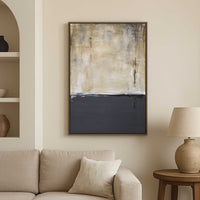 oil painting Gray Beige Vertical Contemporary Wabi Sabi Painting Framed Art