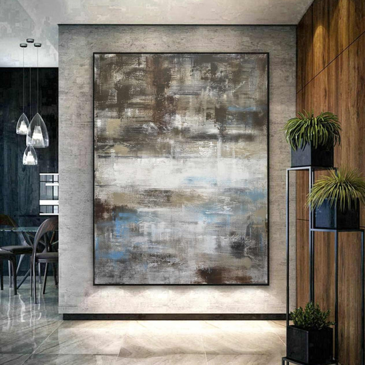 large wall art brown boho painting 