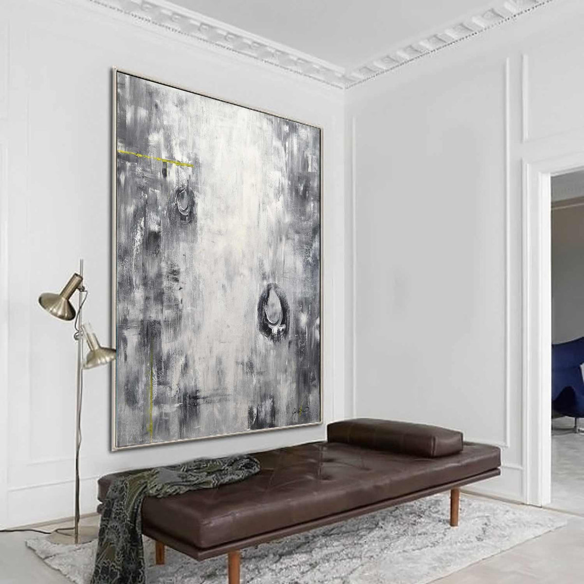 circles painting Monochrome Painting Framed Hallway Art On Canvas
