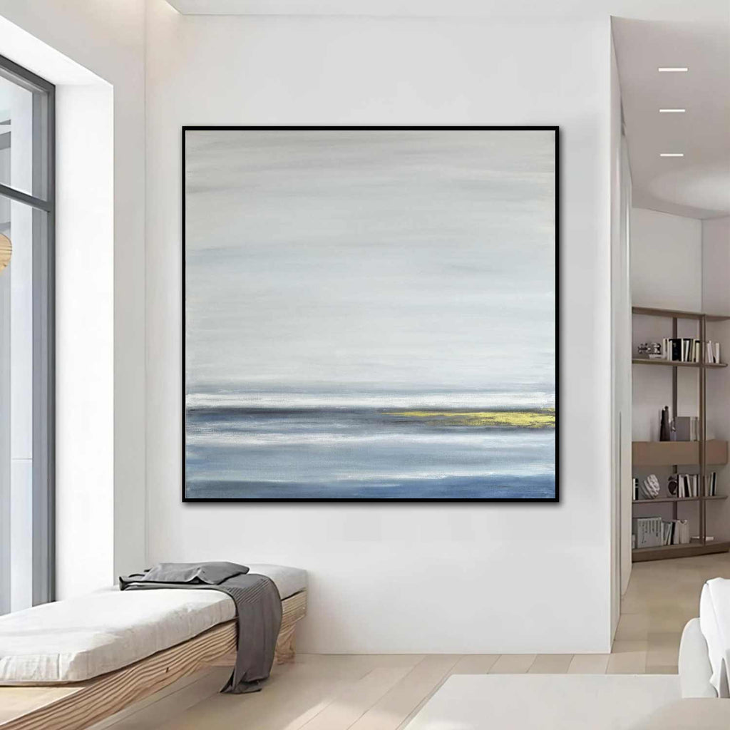 48x48 minimalist blue gold painting
