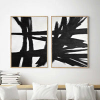 Large Pieces Of Artwork Black And White Paintings Set Of Two