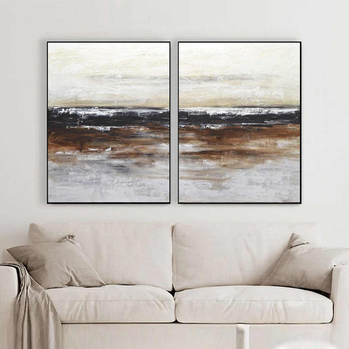 Set Of Two Textured Abstracts For Living Room Rich Colors Oversized