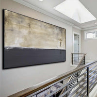 framed Long wide Painting For Over Bed Gray Beige Calming Art