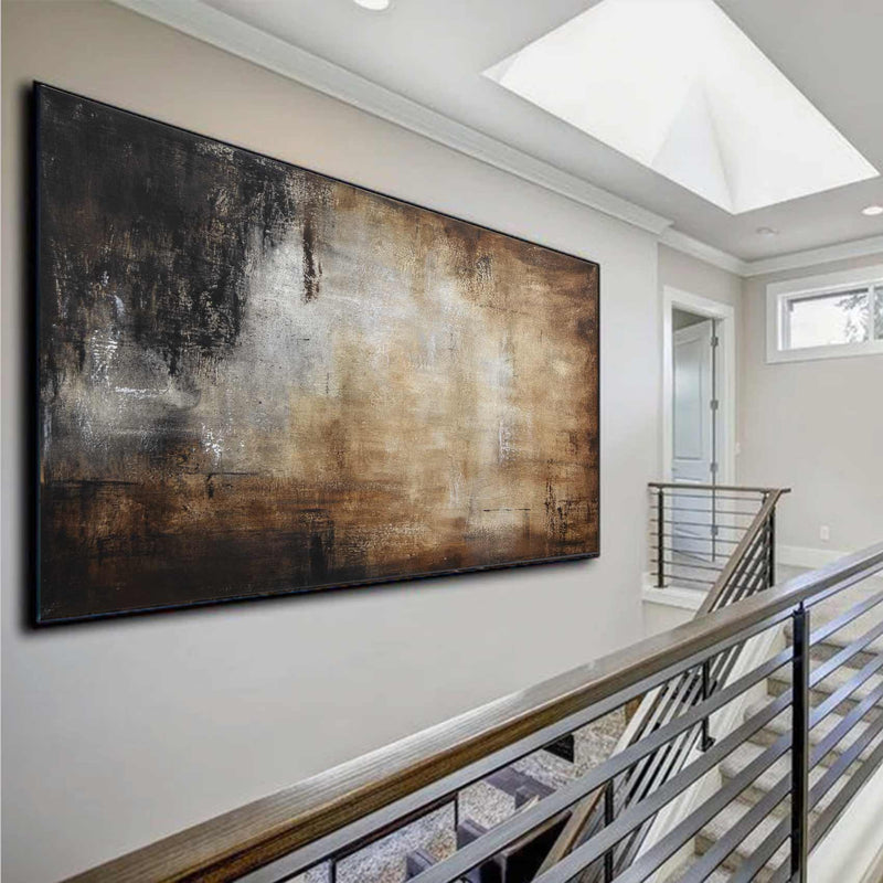 Contemporary Brown Artwork Calming Painting Large Framed Art