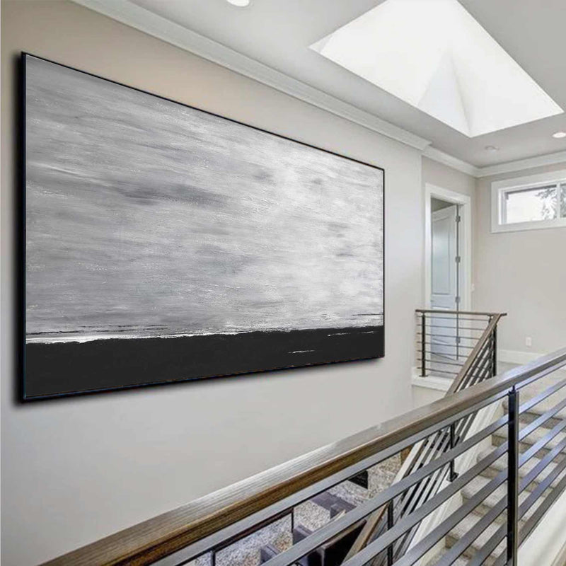 entryway art Black And White Landscape Painting Abstract Art Gray Sky