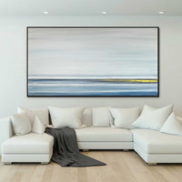 Blue Gold Wide Seascape Original Handmade Wall Art panorama