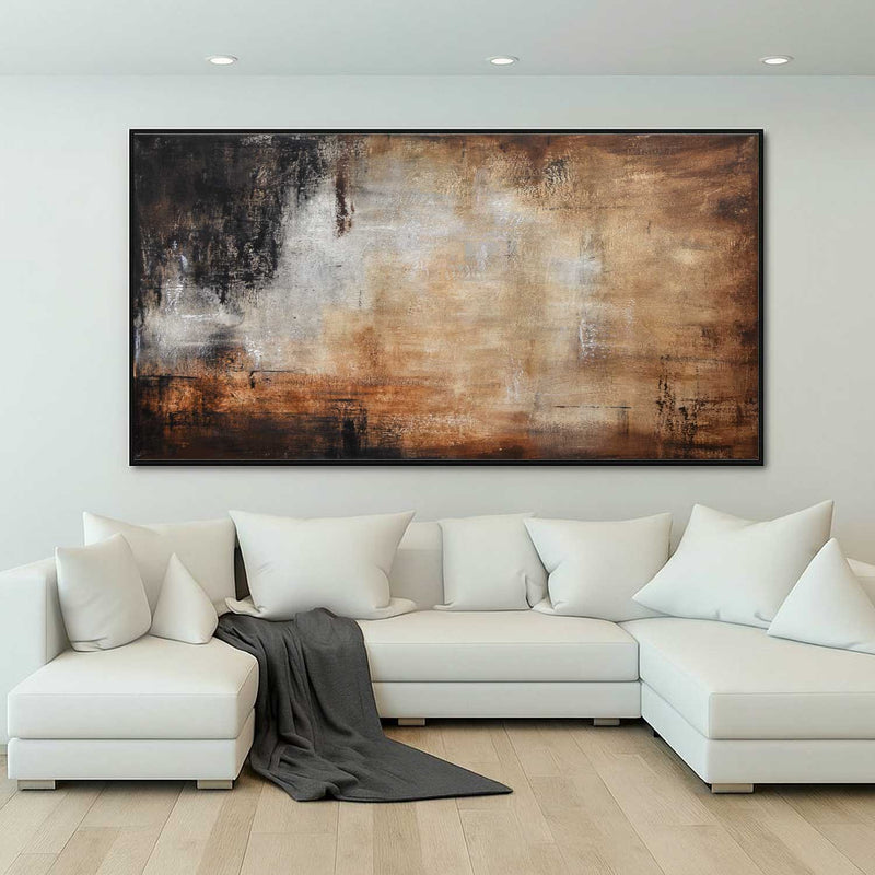 living room Contemporary Brown Artwork Calming Painting Large Framed Art above couch