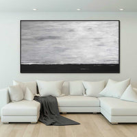 panoramic Black And White Landscape Painting Abstract Art Gray Sky