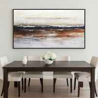 wide Painting Textured Canvas Black Line Earth Tones Art dining room