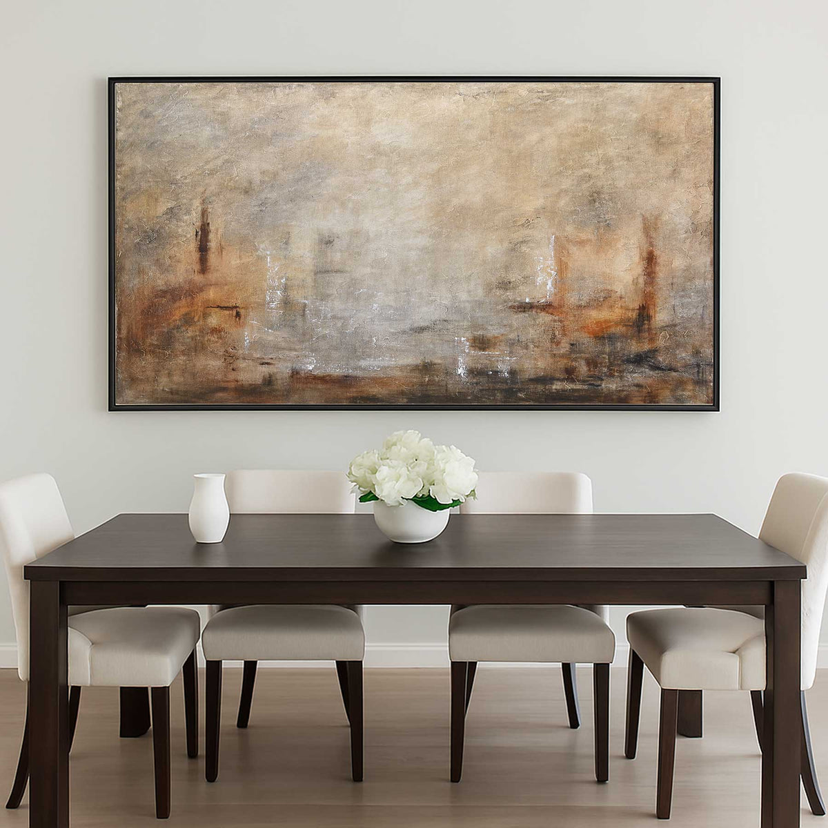 dining room art Earth Tone Peaceful Painting For Big Walls Neutrals Abstract Decor