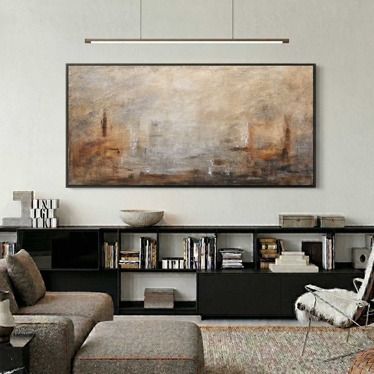 living room  Earth Tone Peaceful Painting For Big Walls Neutrals Abstract Decor
