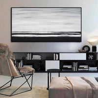 panoramic Black And White Minimal Landscape Framed Wall Art For Office