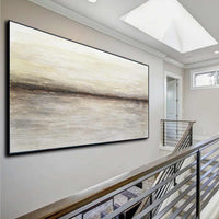 Original Hand Painted Beige Clean Minimal Wall Art Framed Artwork