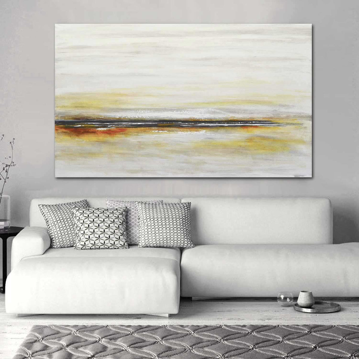 coastal painting Light Minimal Beige Landscape Painting For Bedroom Calming Art