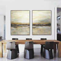 set of 2 Diptych Artwork For Large Walls Earth Tones Brown Beige Paintings