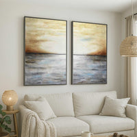 Diptych Landscape Paintings Brown Landscape Art 2 Panel Room Decor