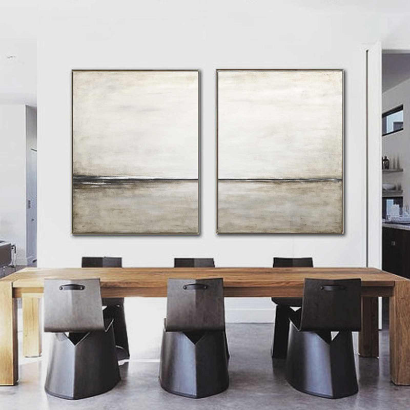 Light Paintings Set Of 2 Minimal Art Horizon Line Soft Wall Art dining room