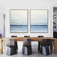 Double Piece White Blue XL Canvas Seascape Art Diptych