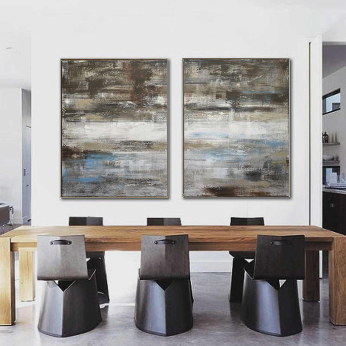 Double Piece Art On Canvas Brown Paintings For Large Walls