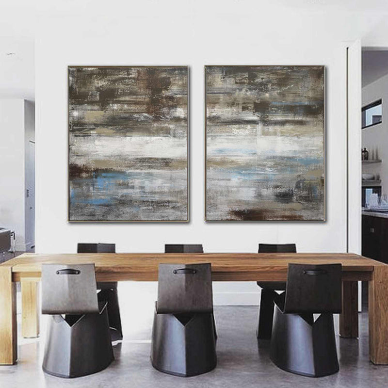 Double Piece Art On Canvas Brown Paintings For Large Walls