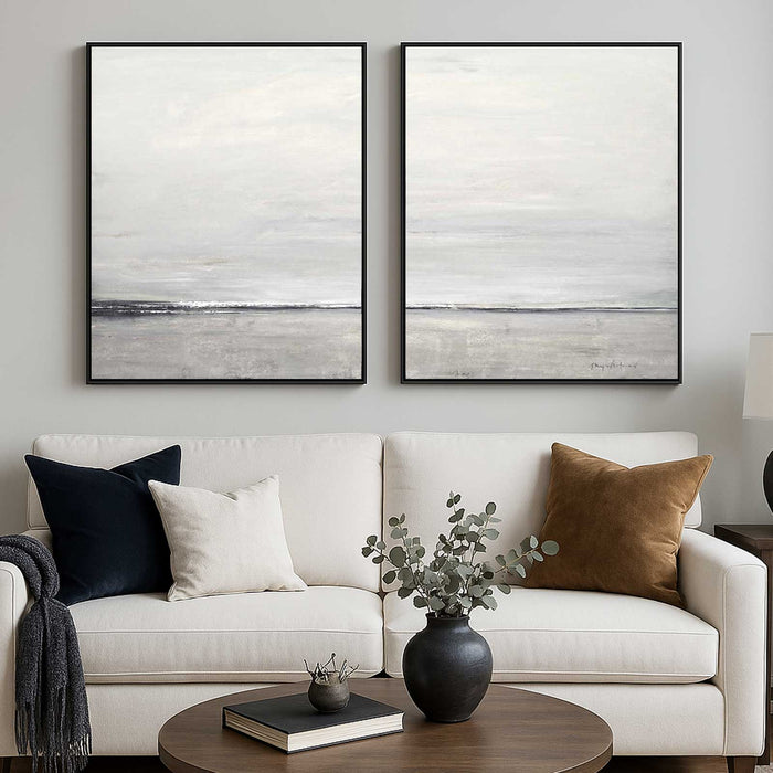 Set Of Two Minimal Paintings For Large Walls Office Space Diptych