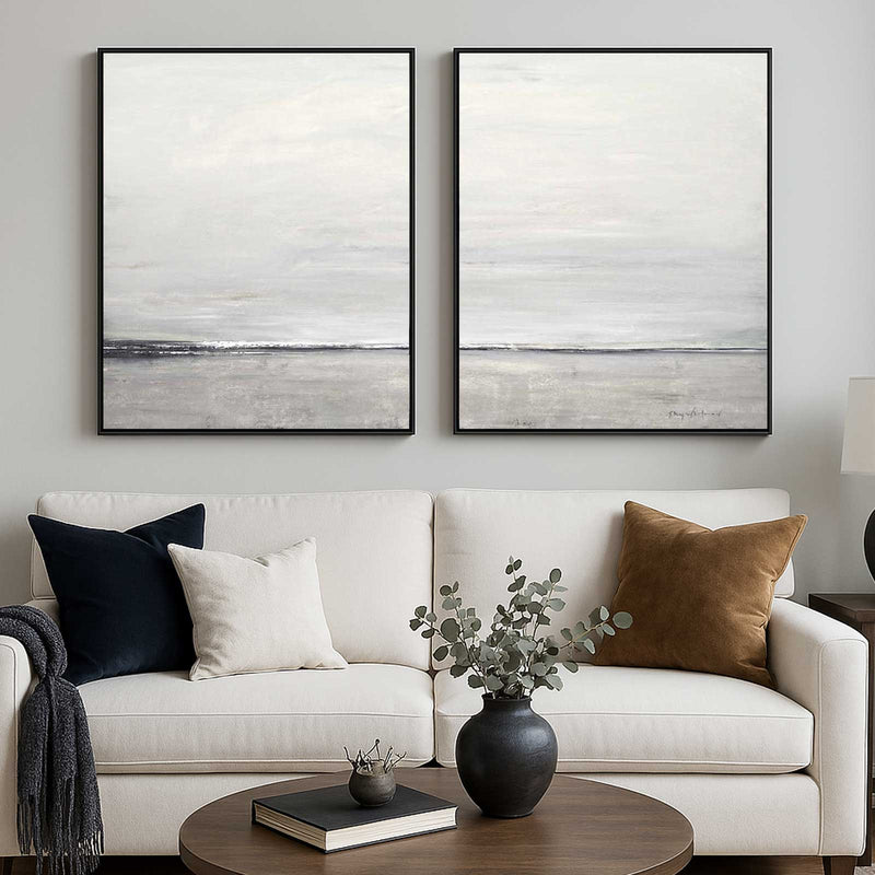 Set Of Two Minimal Paintings For Large Walls Office Space Diptych