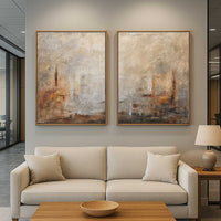 set of 2 Panel Large Art For Office wall Original Diptych