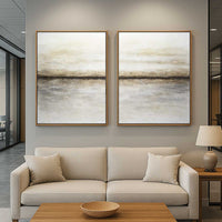 Set Of Two Light Paintings Ready To Hang Neutral Tones double piece